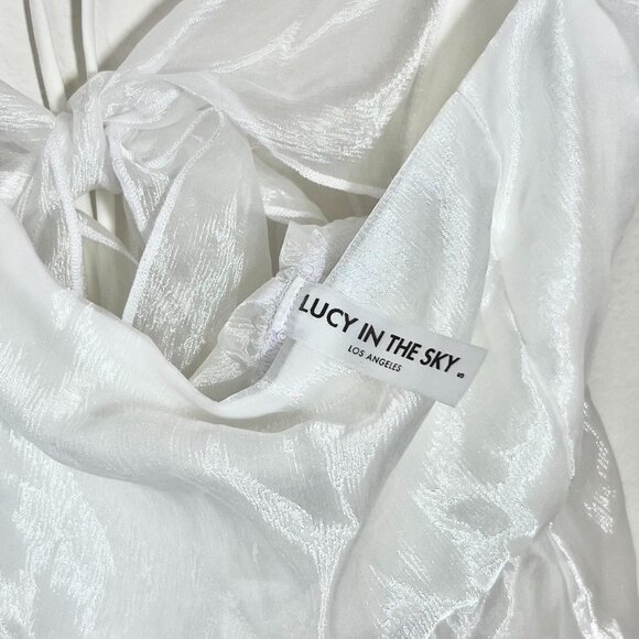 Lucy In The Sky White Babydoll Dress Tulle Bow Graduation/Senior Photos - Picture 3 of 5